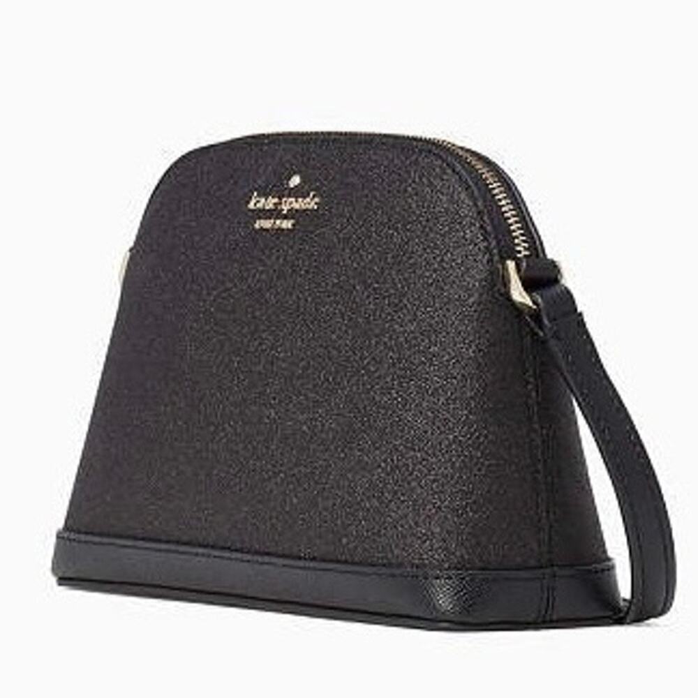 NWT - Kate Spade Small Dome Crossbody Glitter Fabric Black Tinsel - Picture 2 of 8